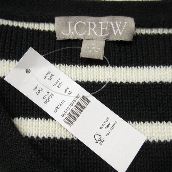 NWT J.Crew Emilie Sweater Lady Jacket in Black Ivory Stripe Knit Cardigan M - Picture 3 of 3